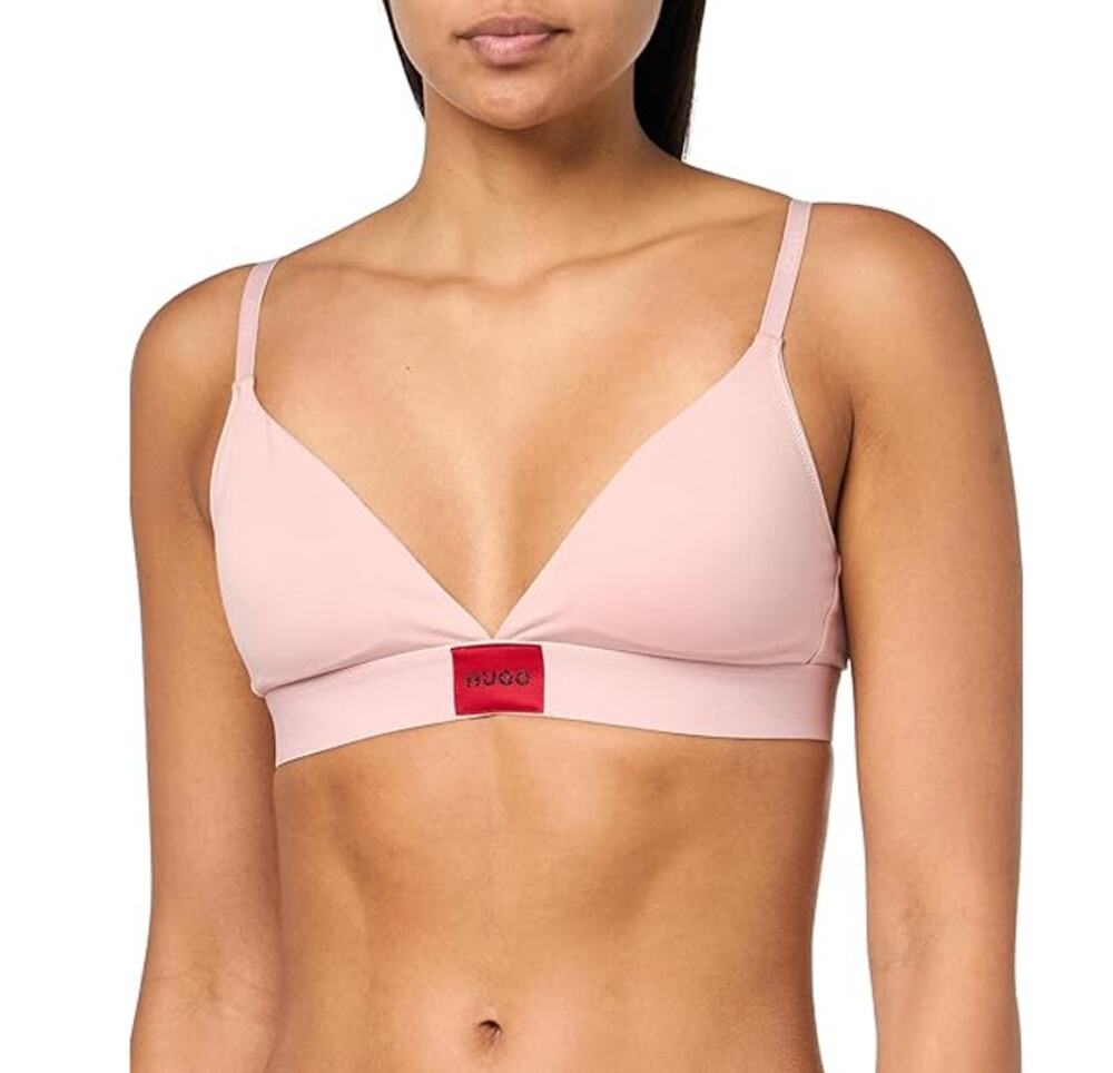 New HUGO BOSS Women’s Pink Soft Stretch Triangle Red Label Bralette Size XS